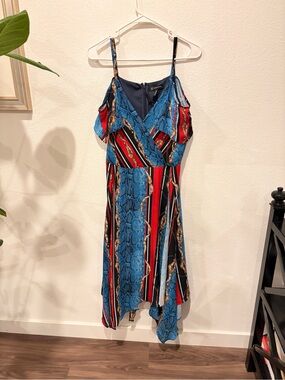 INC International Concepts Snake Belt Print Cold Shoulder Midi Dress Size 10